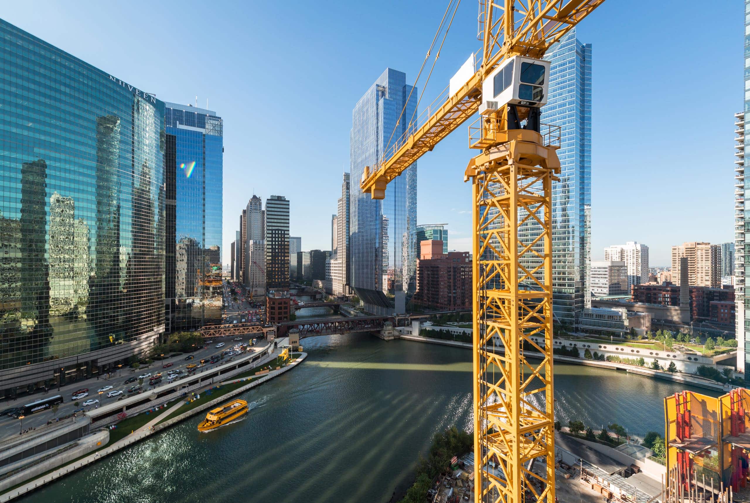 Crane with Chicago Skyline